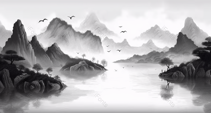 客厅挂画新中式水墨意境山水画,插画/手绘图,插画/手绘图库,插画/手绘图下载,插画/手绘